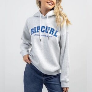 Rip Curl Varsity Hoodie Fleece‎ Light Gray Hoodie with Blue Logo size XS